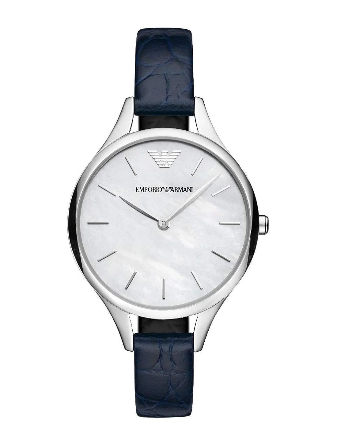Montre Femme Emporio Armani AR11090 - Cadran Nacre, Bracelet Cuir Bleu