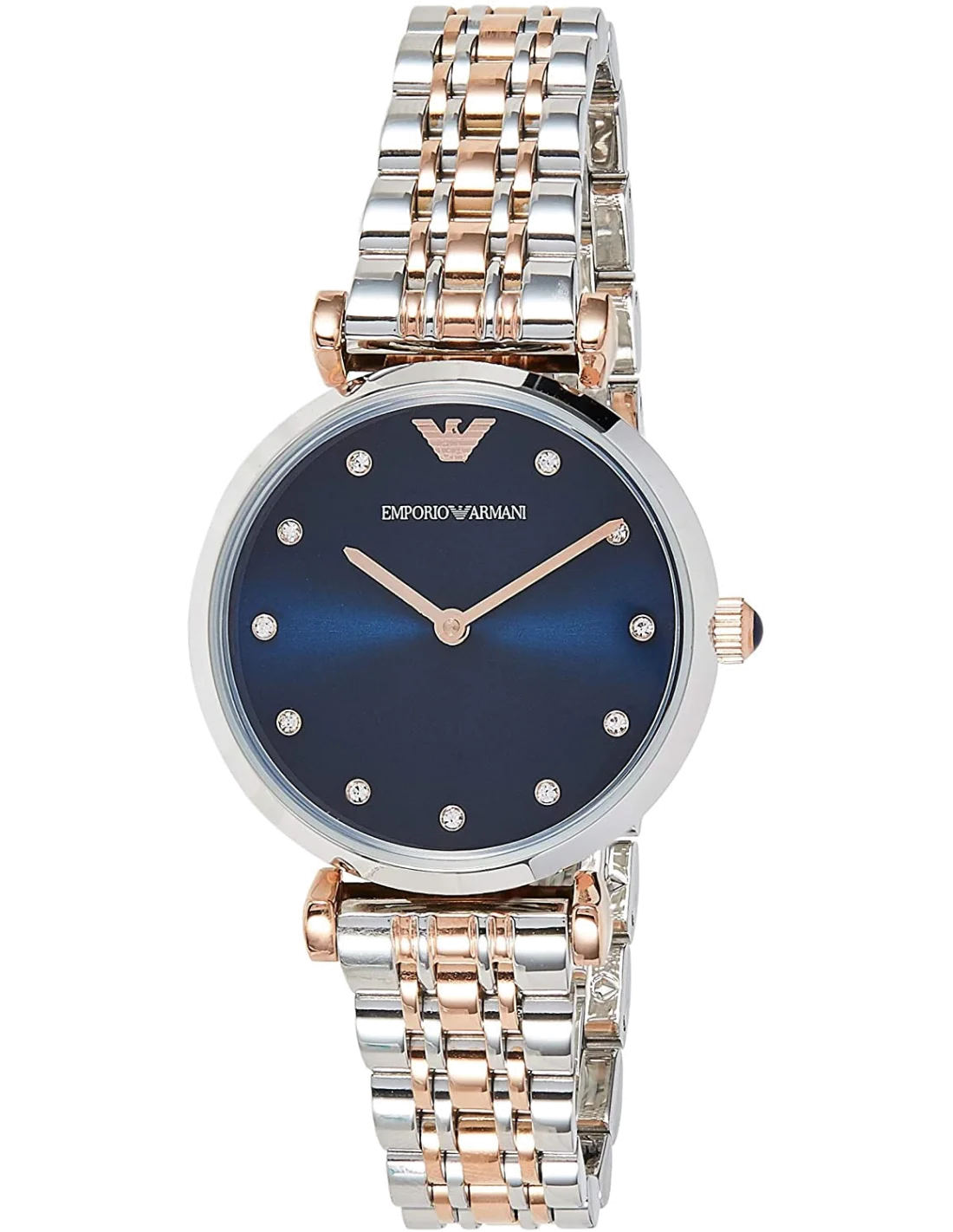 Montre Femme Emporio Armani AR11092 Gianni - Cadran Bleu Nuit, Bracelet Or Rose