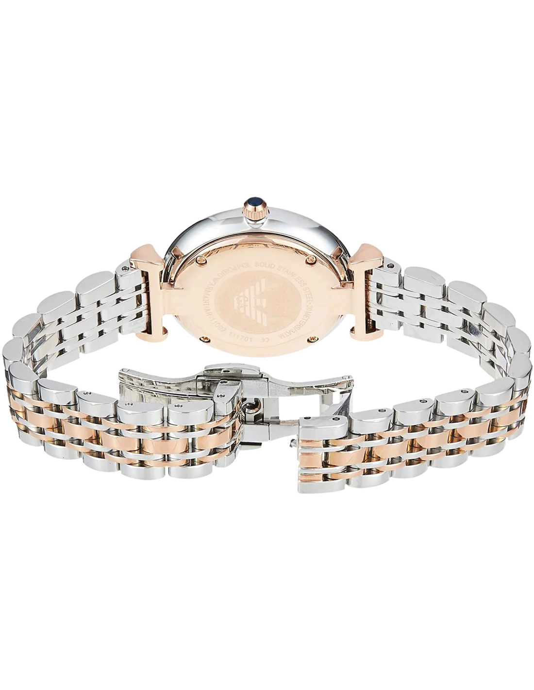 Montre Femme Emporio Armani AR11092 Gianni - Cadran Bleu Nuit, Bracelet Or Rose vue 2