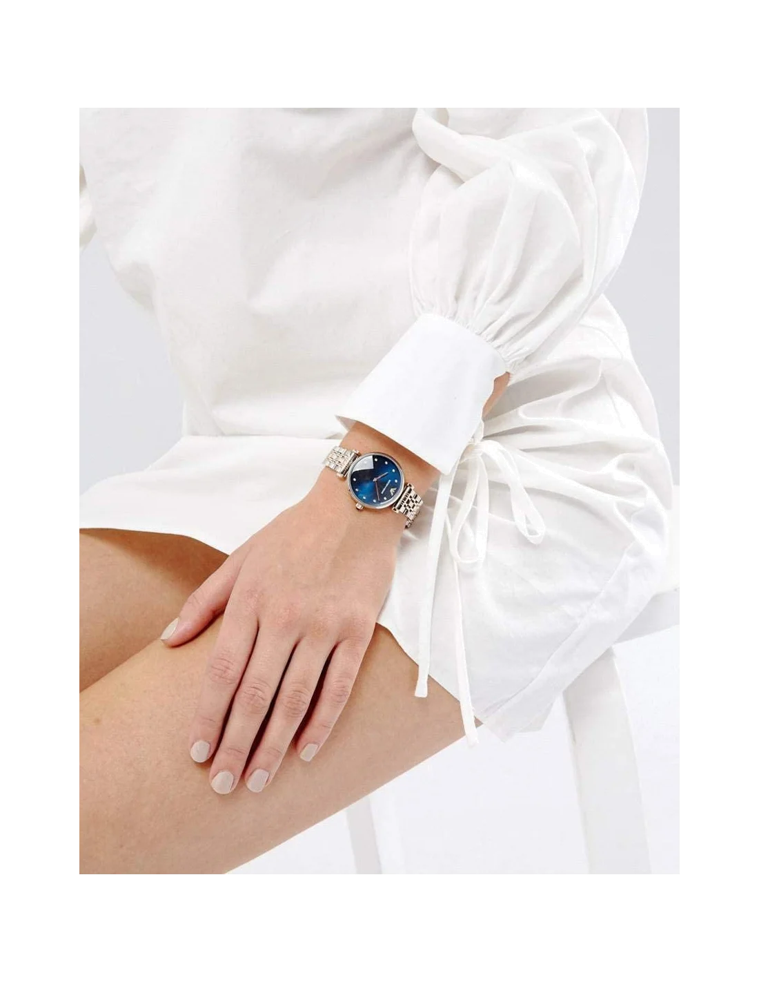 Montre Femme Emporio Armani AR11092 Gianni - Cadran Bleu Nuit, Bracelet Or Rose vue 3