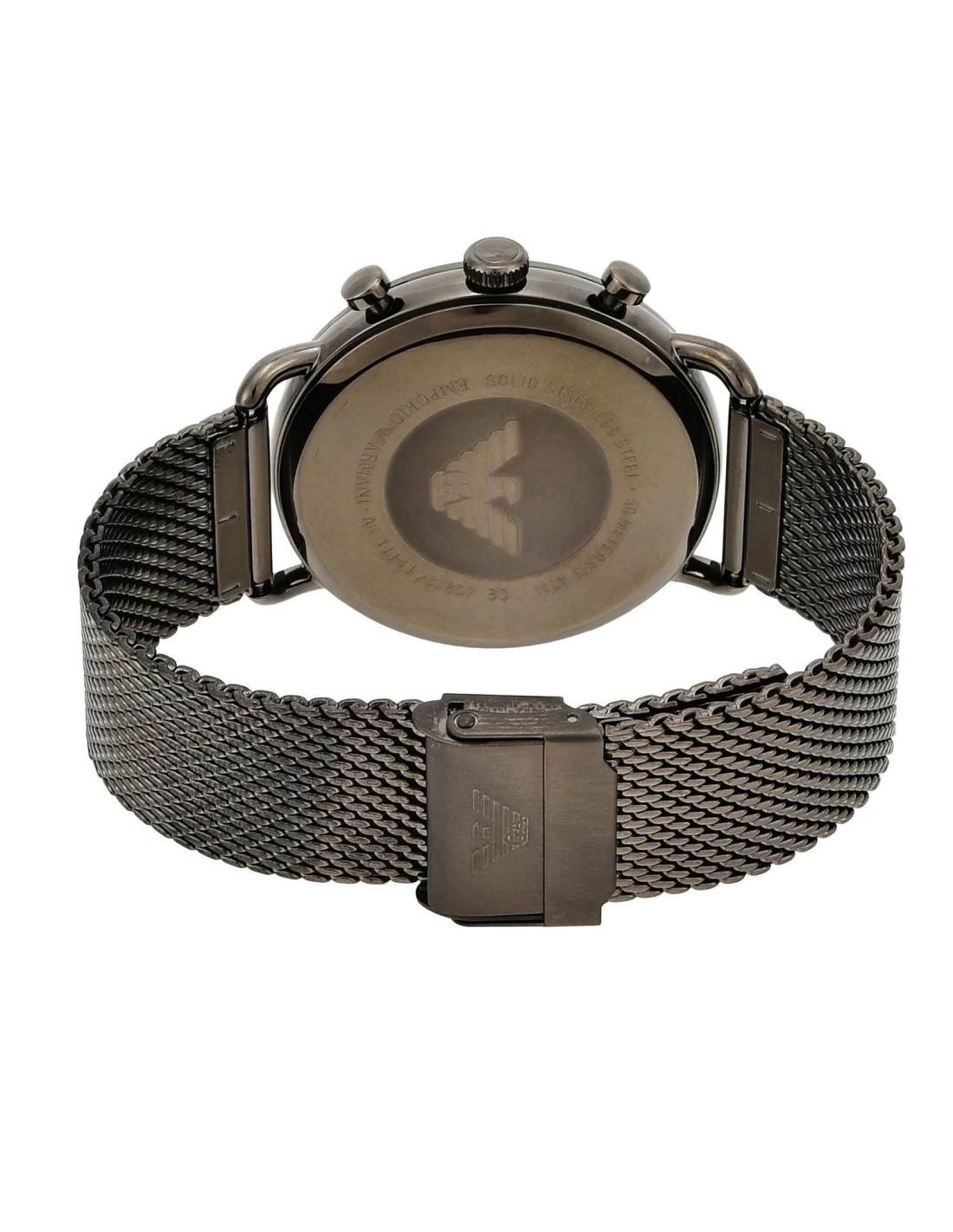 Chronographe Emporio Armani AR11141 Homme en Acier Gris à Maille Milanaise vue 2