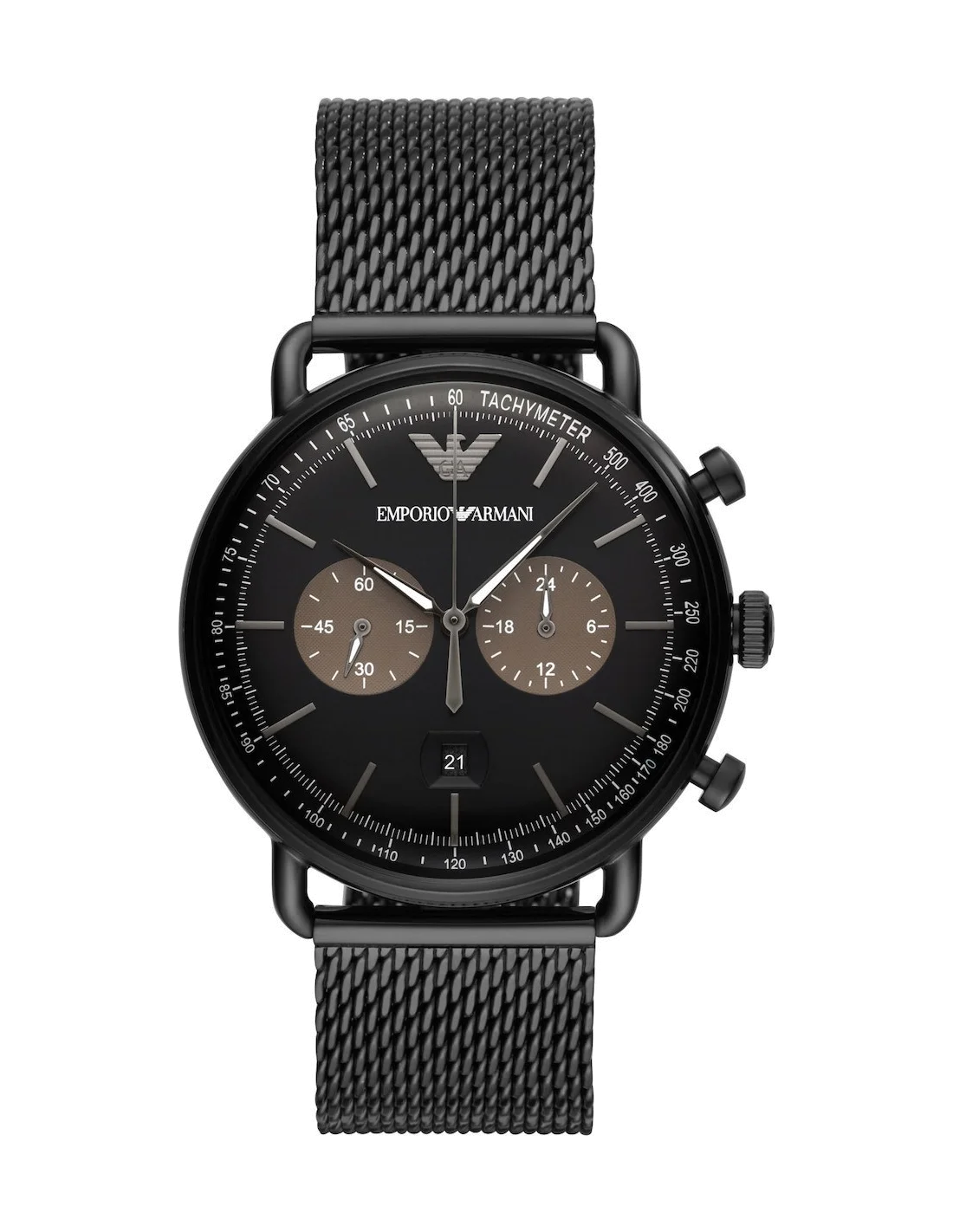 Montre Homme Emporio Armani AR11142 Chronographe Acier Noir Maille Milanaise