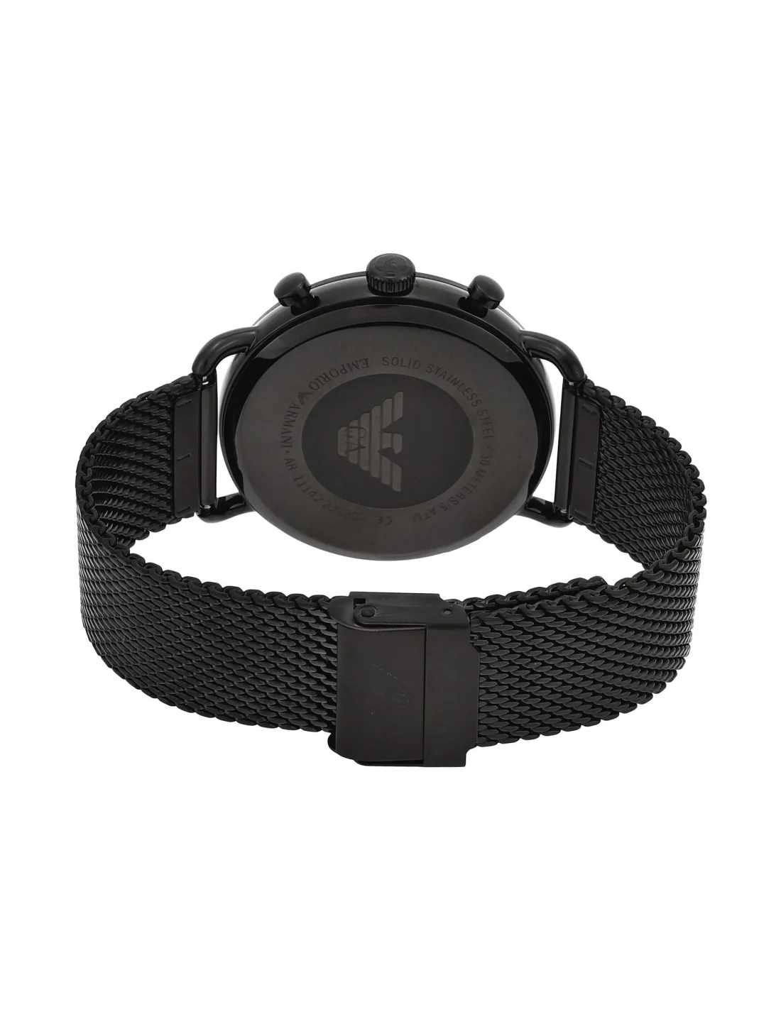 Montre Homme Emporio Armani AR11142 Chronographe Acier Noir Maille Milanaise vue 2