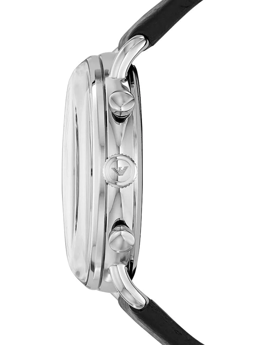 Montre Homme Emporio Armani Aviator AR11143 - Boîtier Argent, Cadran Noir, Bracelet Cuir vue 2