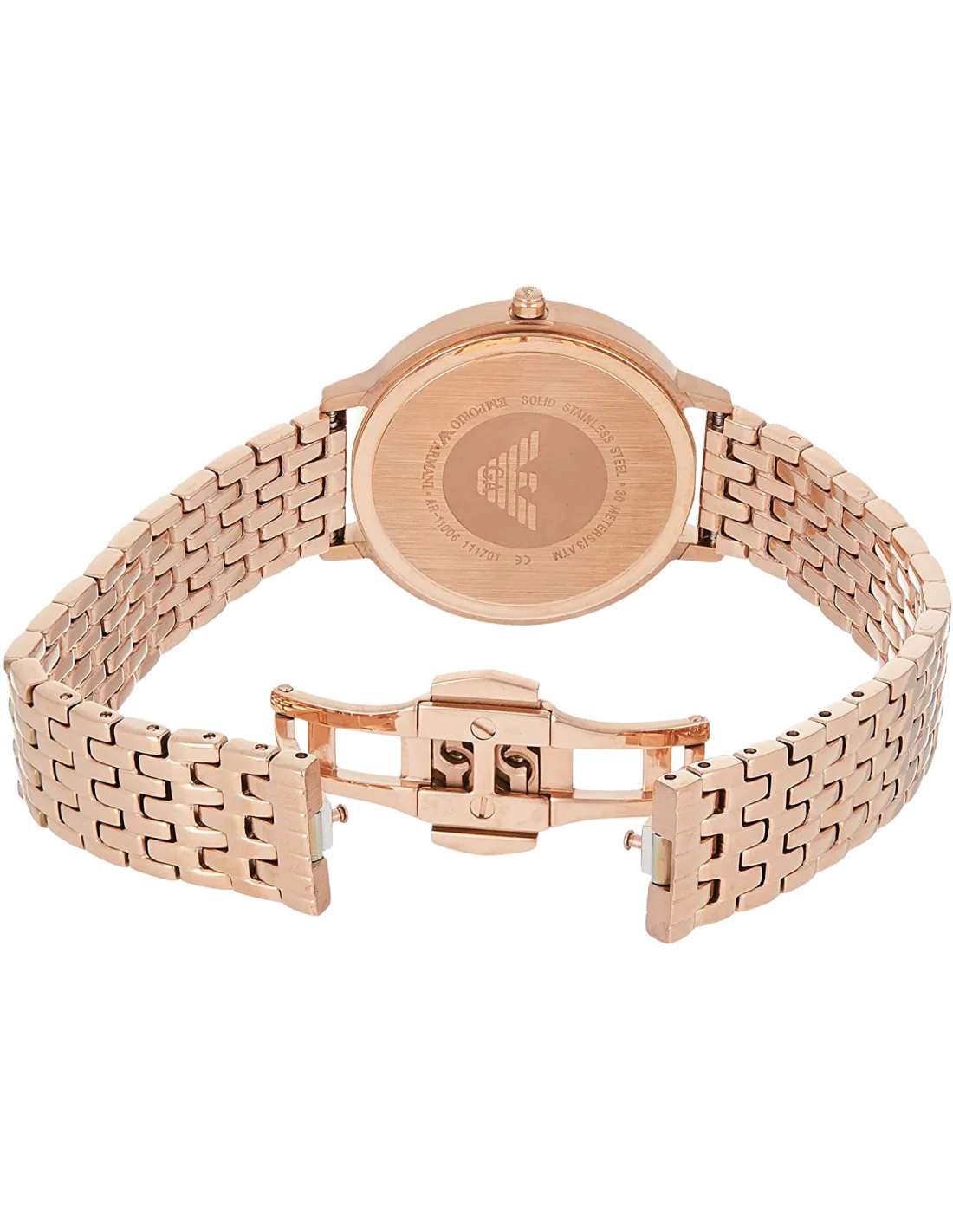 Montre-bracelet Femme Emporio Armani AR11145, Cadran Noir et Bracelet Acier Or Rose vue 2