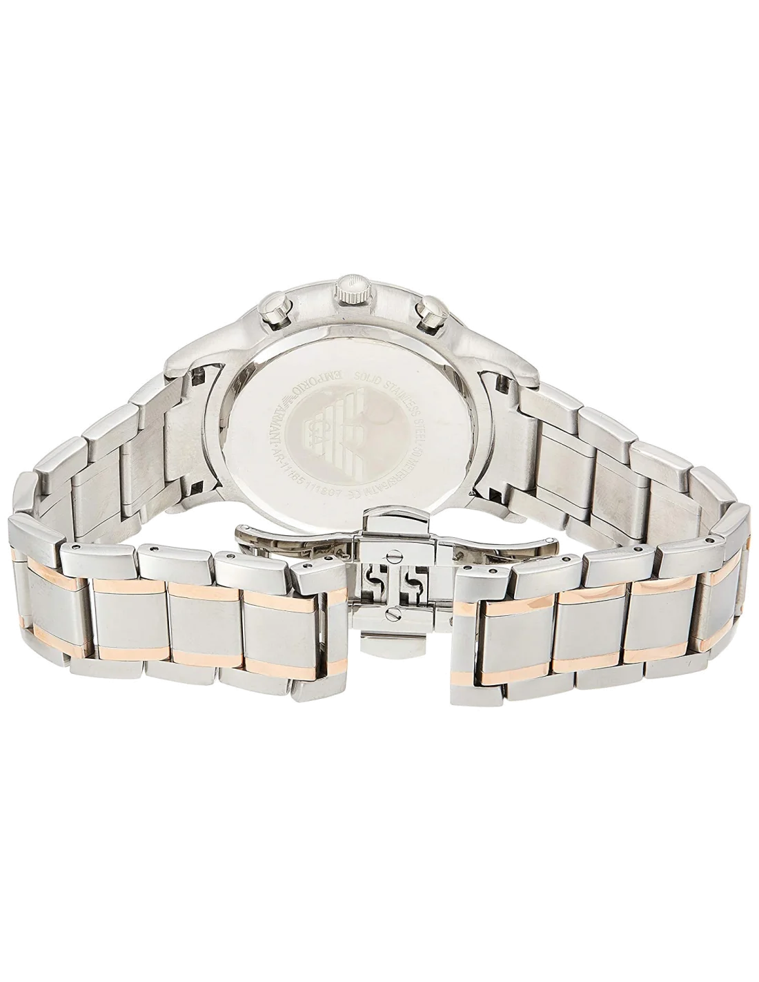 Montre Homme Emporio Armani AR11165 Chronographe Cadran Bleu Bracelet Acier Argent/Or Rose vue 2