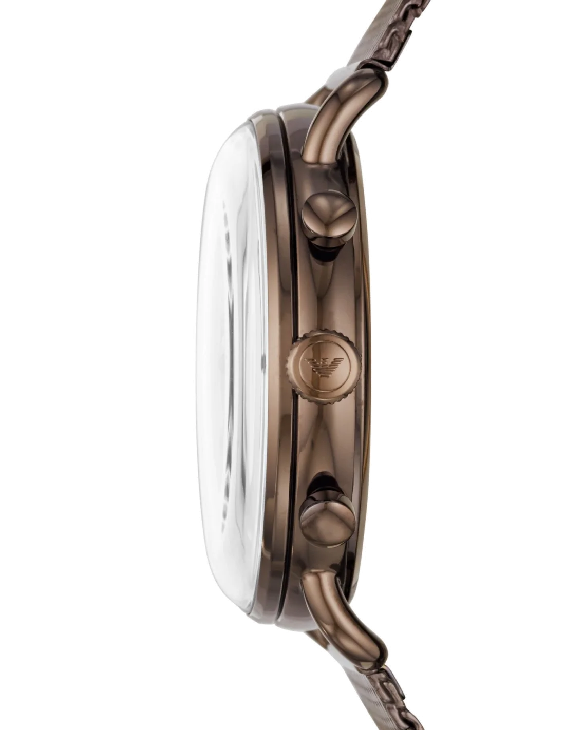 Montre Homme Emporio Armani AR11169 Chronographe Cadran Gris Bracelet Maille Milanaise Marron vue 2