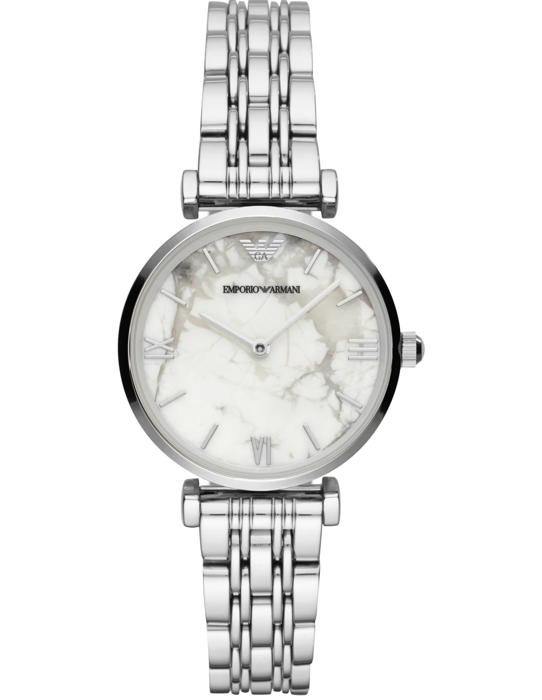 Montre Femme Emporio Armani AR11170 Cadran Marbré Blanc Bracelet Acier