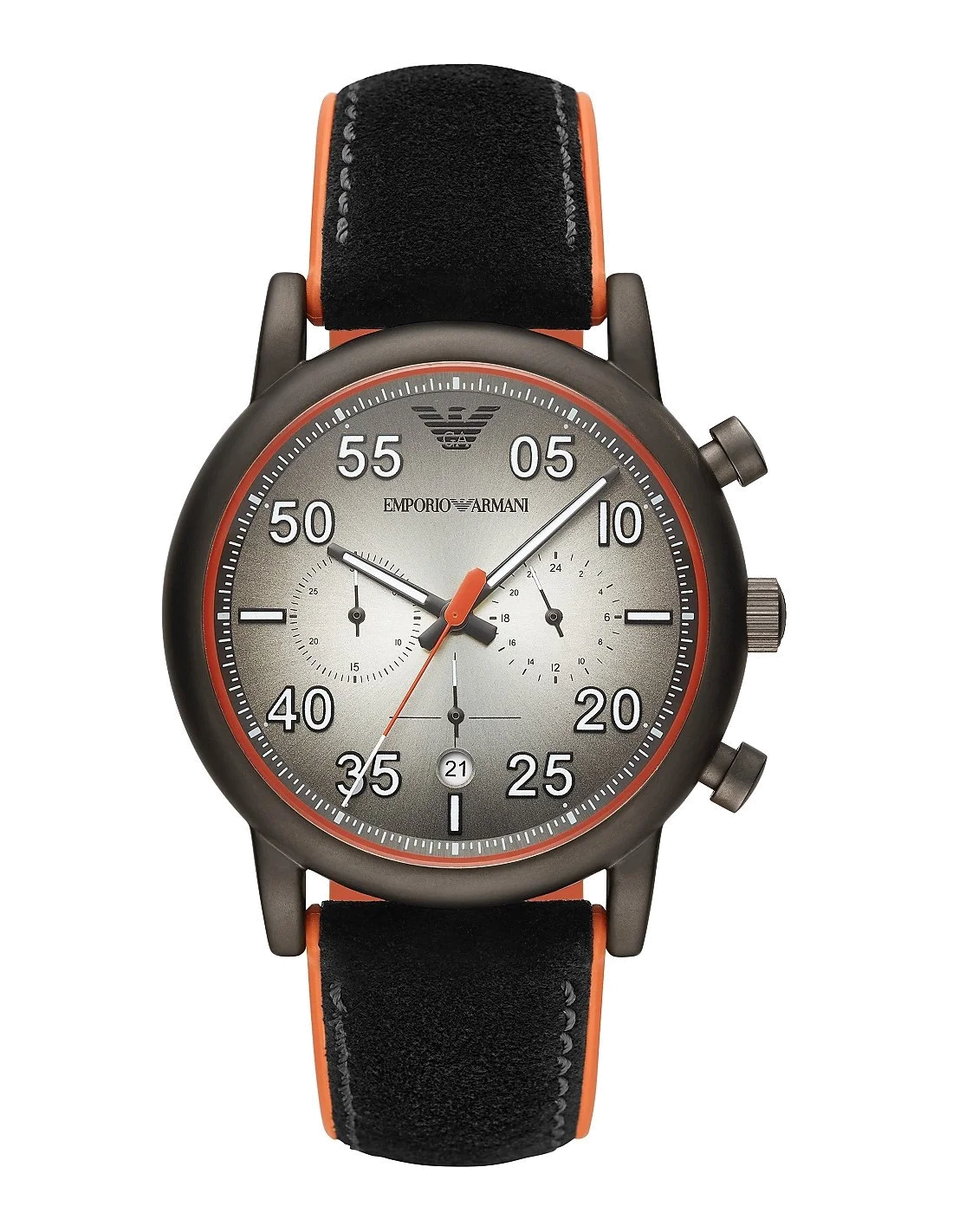 Montre Homme Chronographe Emporio Armani Luigi AR11174 Cadran Gris Bracelet Cuir Noir