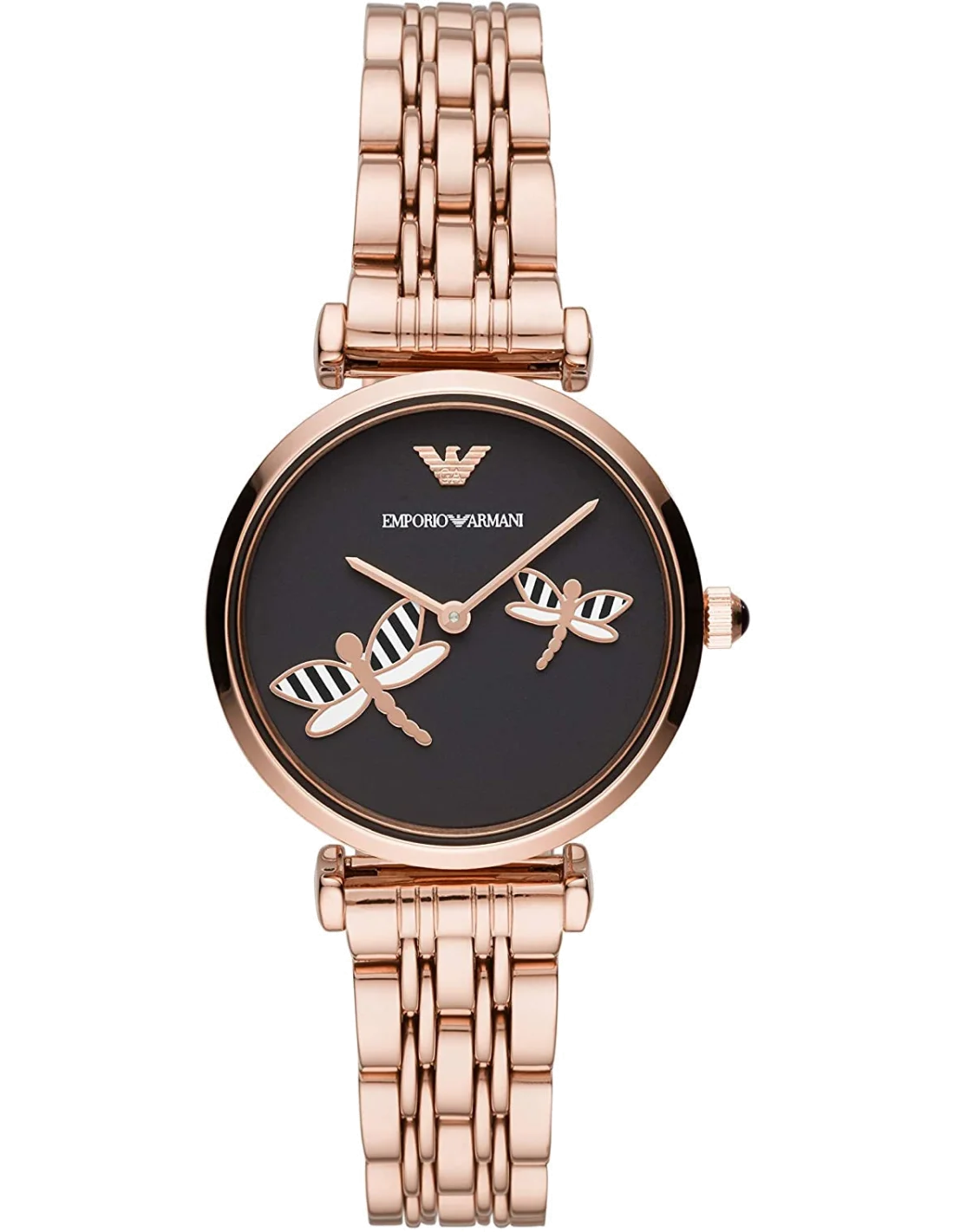Montre Femme Emporio Armani AR11206 - Cadran Noir, Boîtier et Bracelet Acier Or Rose