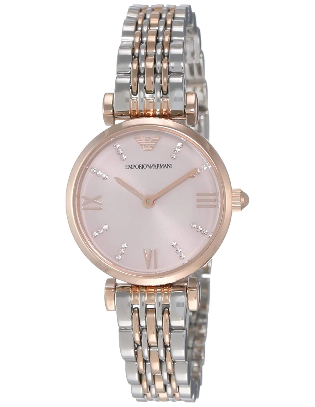 Montre Femme Emporio Armani AR11223 Gianni T-Bar - Cadran Fuchsia, Boîtier Or Rose & Maille Milanaise