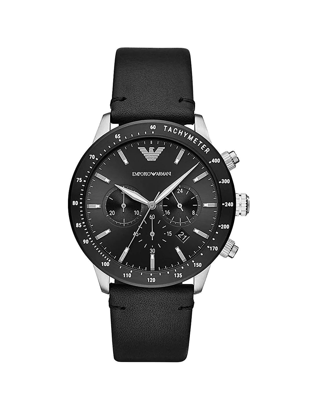 Montre Homme Emporio Armani Mario AR11243 Cadran Noir Bracelet Cuir