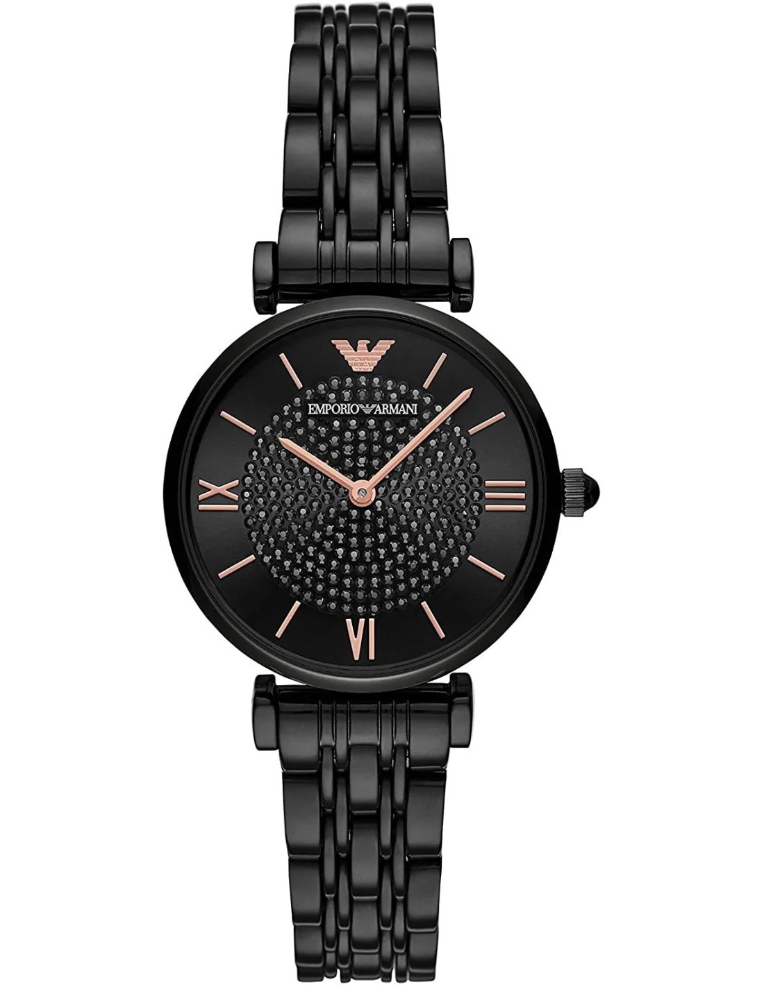 Montre Emporio Armani AR11245 Femme - Cadran et bracelet acier maille milanaise noir