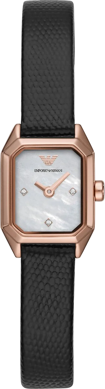 Montre Femme Emporio Armani AR11248 - Cadran Octogonal Nacre, Cristaux, Bracelet Noir