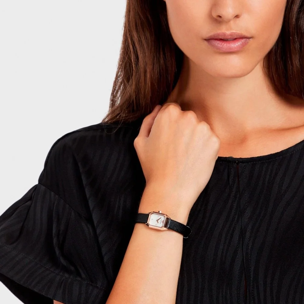 Montre Femme Emporio Armani AR11248 - Cadran Octogonal Nacre, Cristaux, Bracelet Noir vue 4