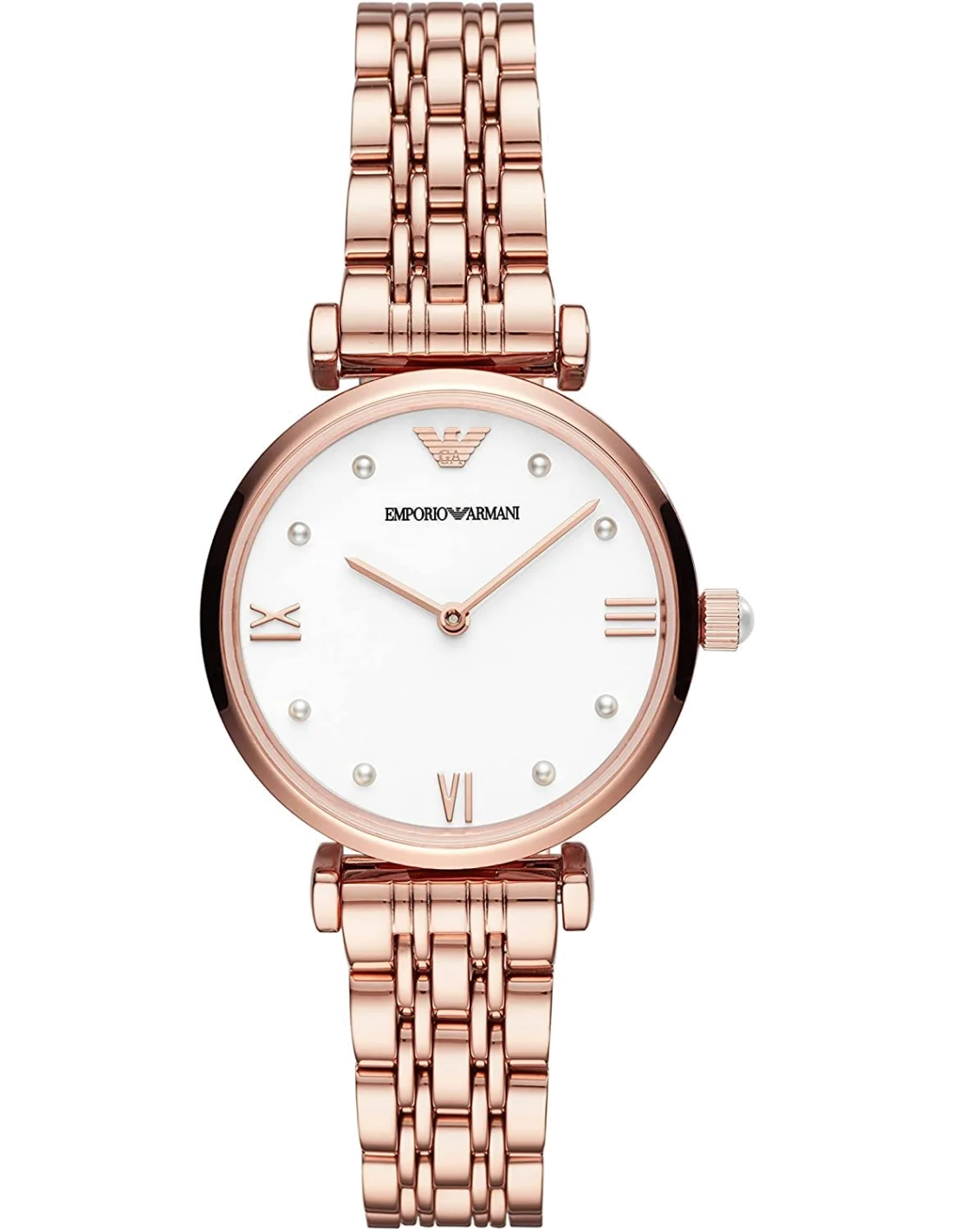 Montre Femme Emporio Armani AR11267 - Cadran Blanc, Boîtier et Bracelet Acier Or Rose