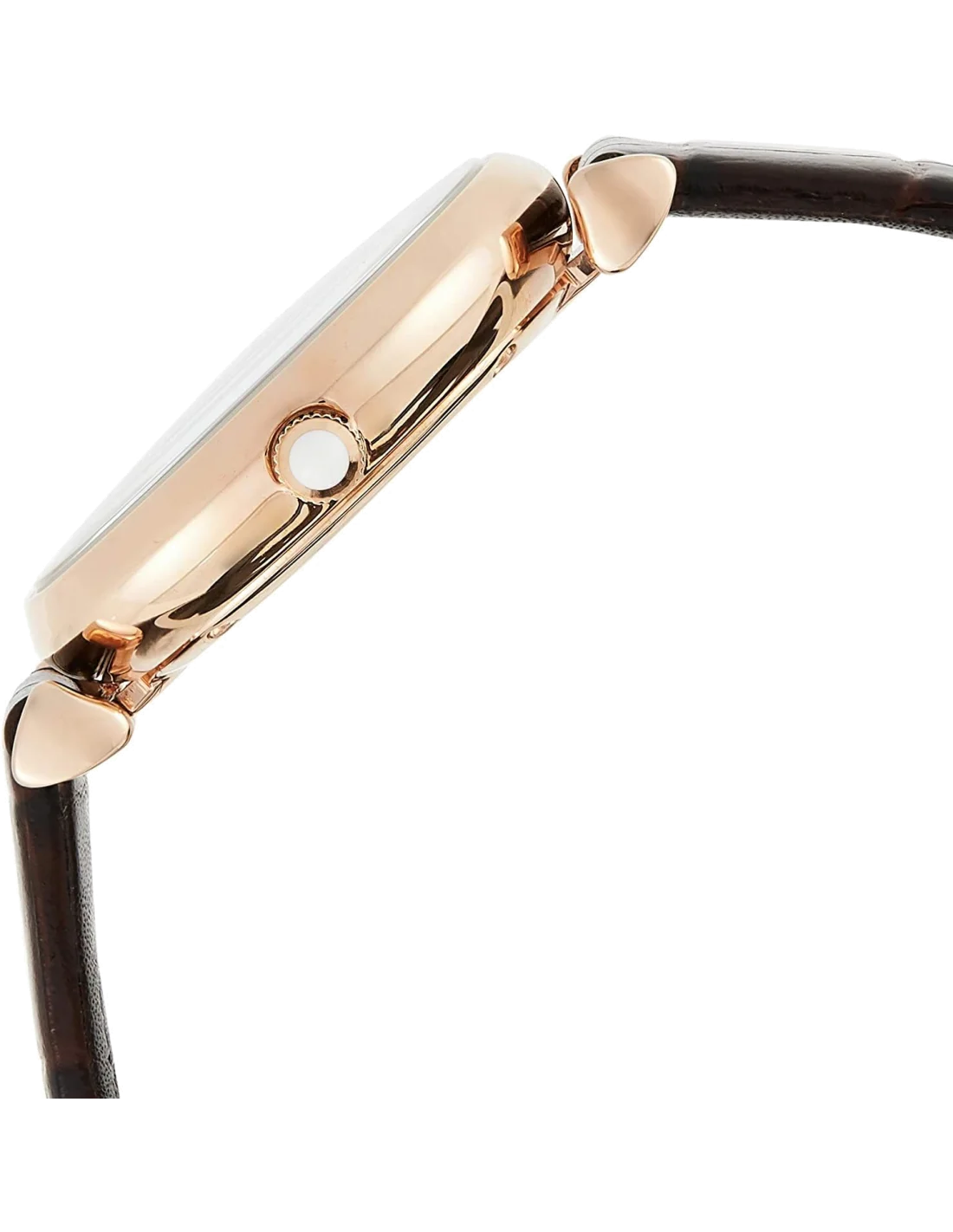 Montre Femme Emporio Armani AR11269 Cadran Nacre Blanche Boîtier Or Rose Bracelet Cuir Marron vue 2