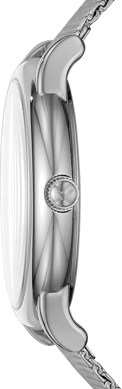 Montre Homme Emporio Armani Luigi AR11272 Cadran Noir Boîtier Argent Bracelet Maille Milanaise vue 2