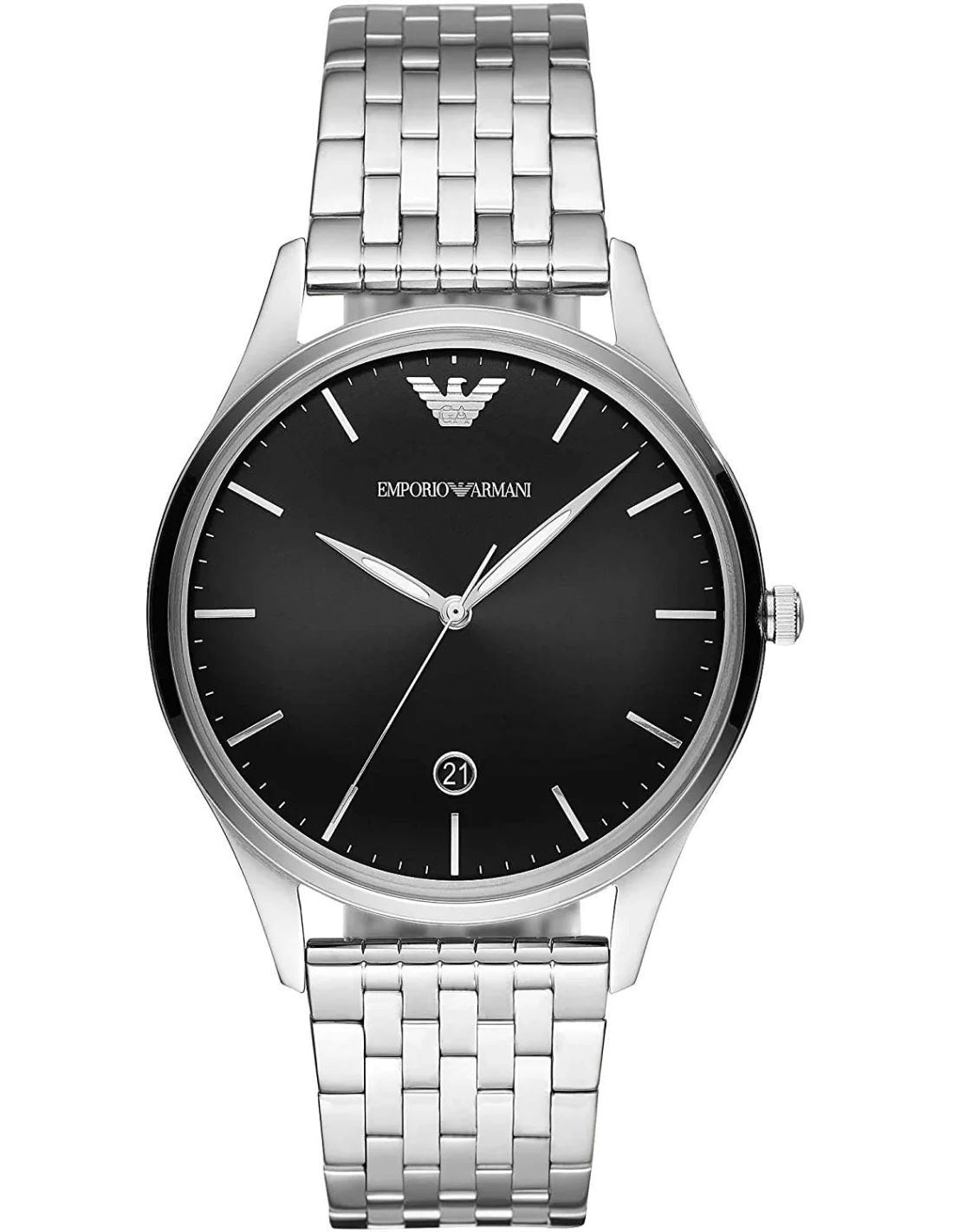 Montre Homme Emporio Armani Adriano AR11286, Cadran Noir et Bracelet Acier Argenté