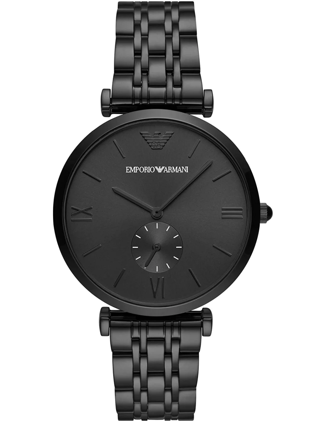 Montre Homme Emporio Armani Gianni T-Bar AR11299 Acier Noir IP Cadran Petite Seconde
