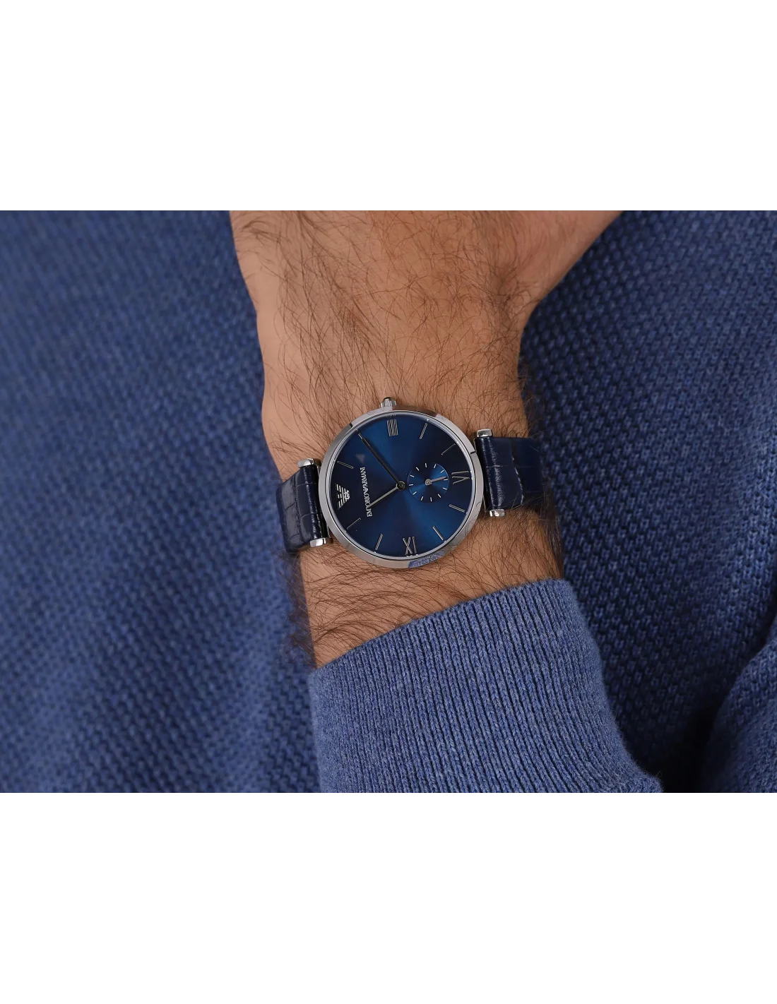 Montre Homme Emporio Armani AR11300 - Cadran Bleu, Bracelet Cuir Marine vue 4