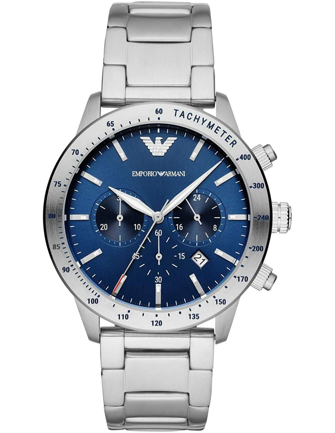Montre Homme Emporio Armani Mario AR11306 Chronographe Cadran Bleu Acier