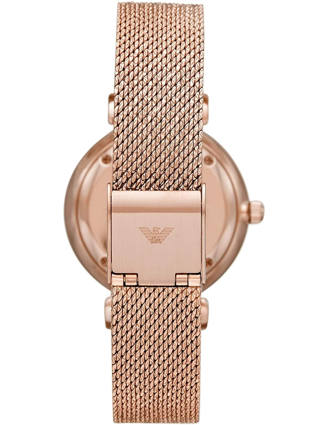 Montre Femme Emporio Armani AR11320 Gianni - Cadran Blanc, Boîtier Or Rose, Bracelet Acier Bleu vue 2