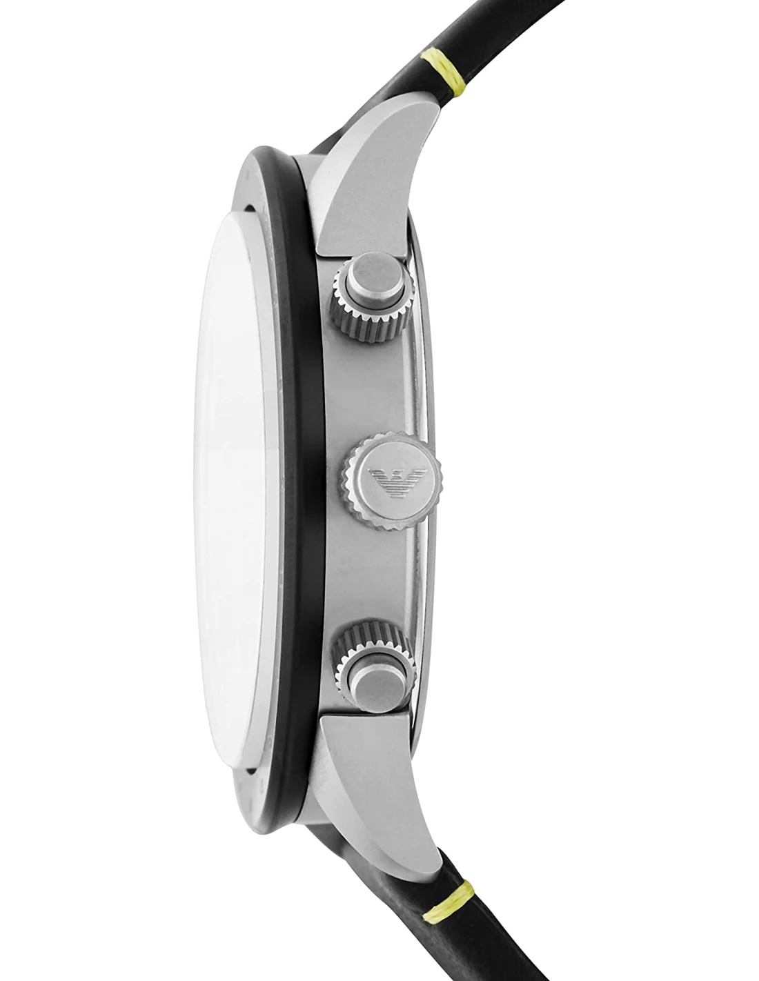 Montre Homme Emporio Armani Mario AR11325 - Chronographe sport noir et argent à détails jaunes vue 2