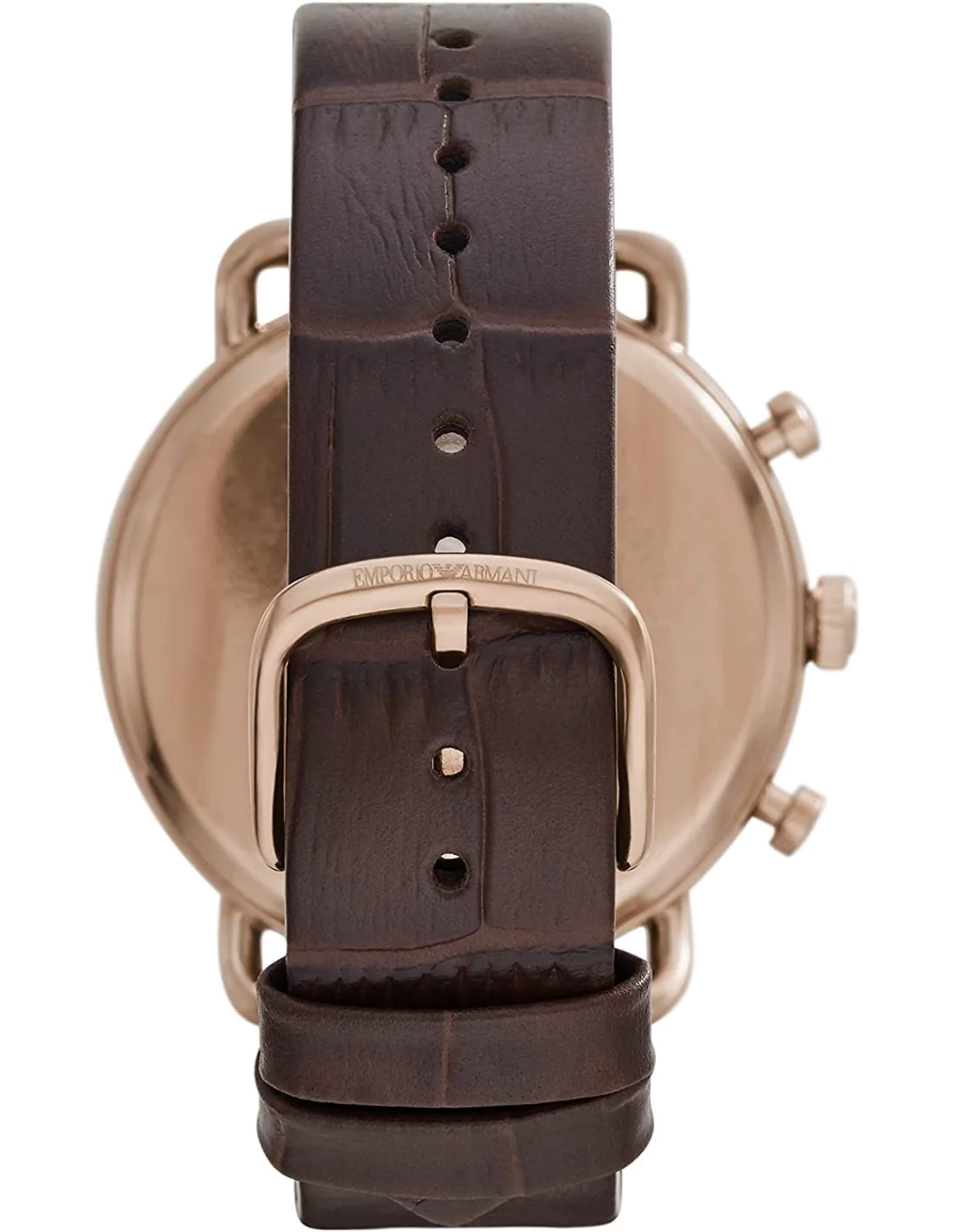 Montre Homme Emporio Armani Aviator AR11337 - Boîtier or rose, cadran noir, bracelet cuir marron vue 2