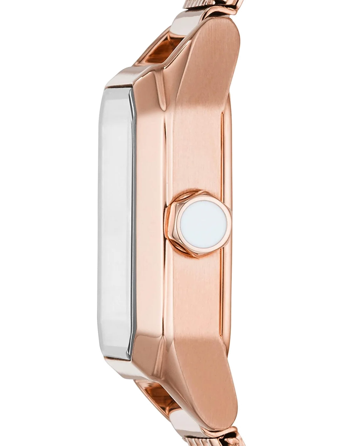 Montre Femme Emporio Armani Gioia AR11347 Boîtier Rectangulaire Or Rose Maille Milanaise vue 3