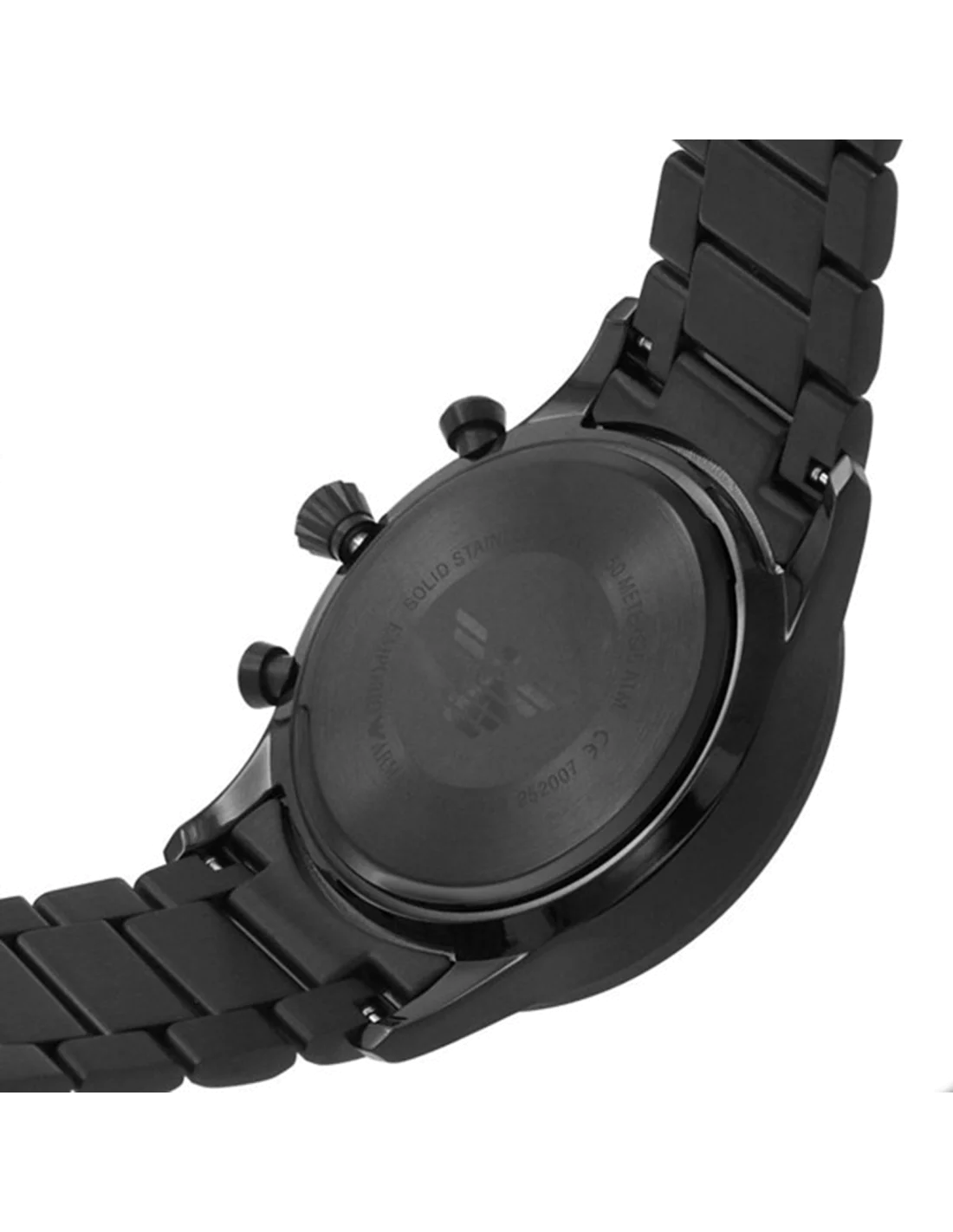 Montre Homme Emporio Armani Luigi AR11349 - Boîtier et bracelet acier noir vue 3