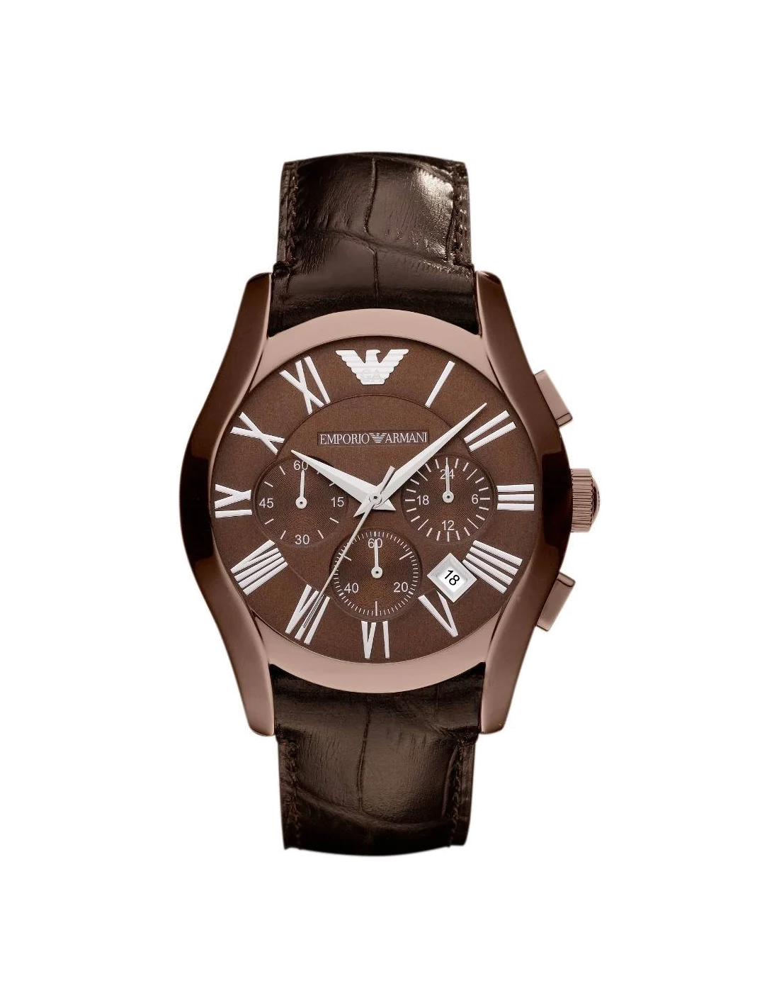 Montre Homme Emporio Armani AR1609 Cadran et Boîtier Brun Bracelet Cuir Marron