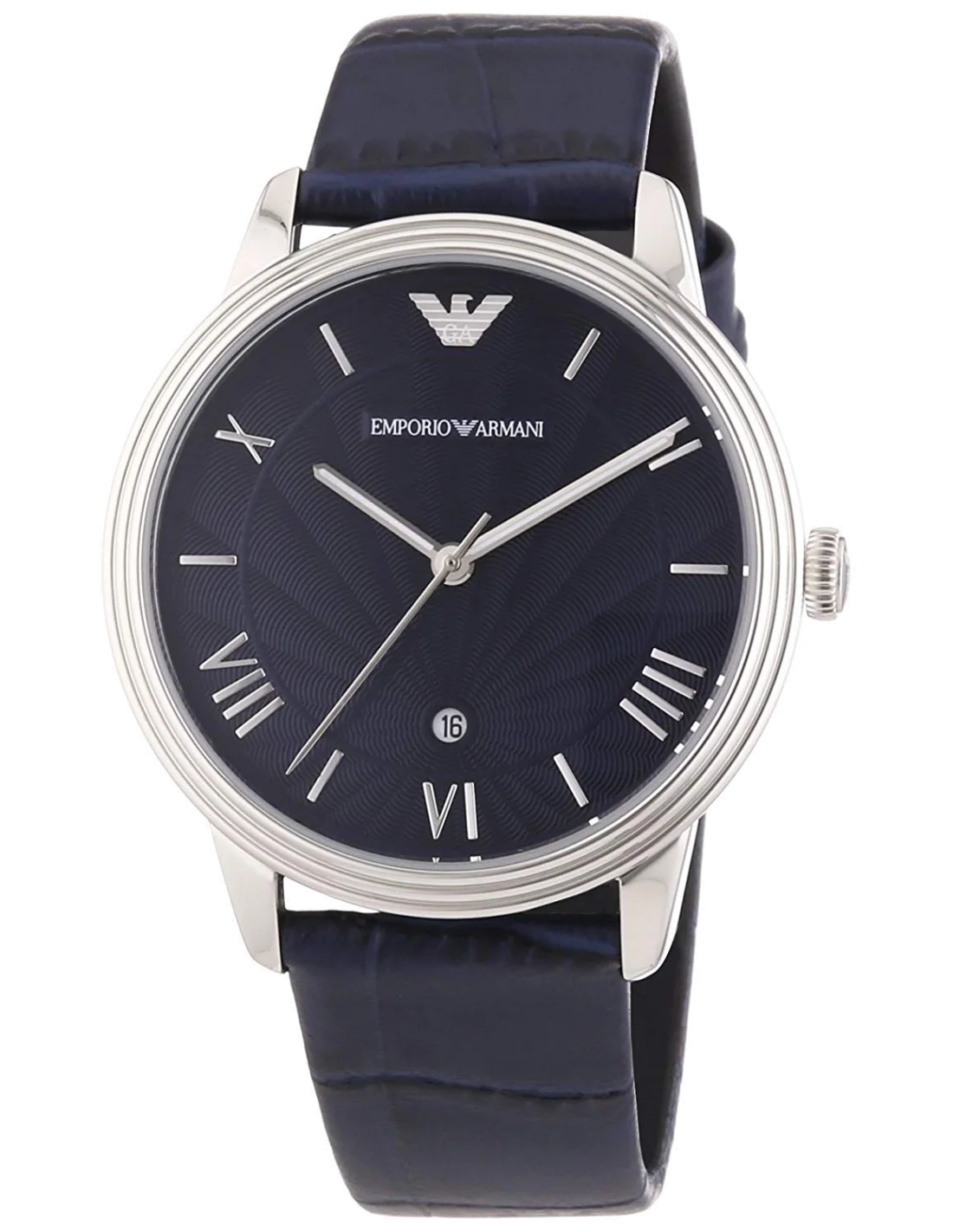 Montre Homme Emporio Armani AR1651 Cadran Bleu Bracelet Cuir Noir