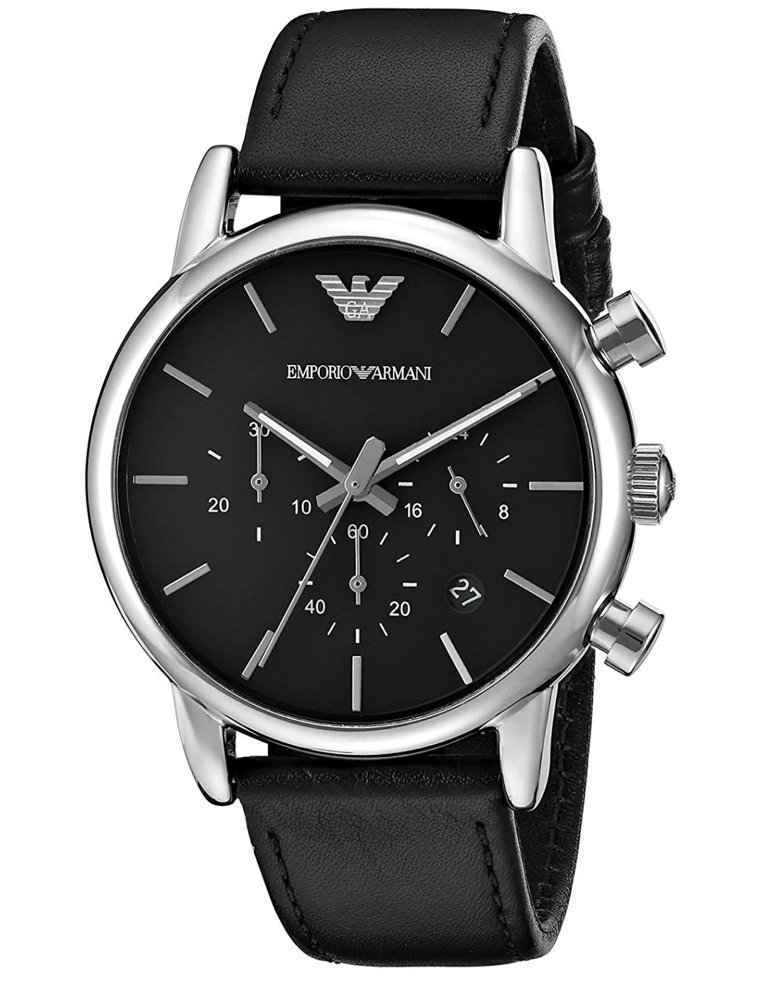 Montre Homme Emporio Armani AR1733 Cadran Noir Bracelet Cuir