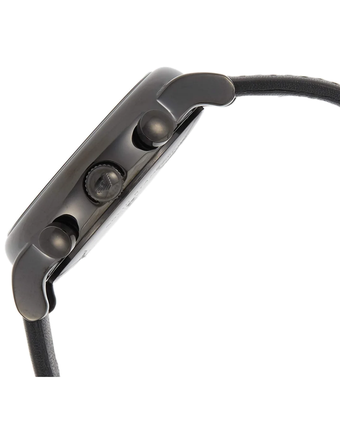 Montre Homme Emporio Armani Classic AR1737 - Cadran et boîtier noir, bracelet cuir perforé vue 2