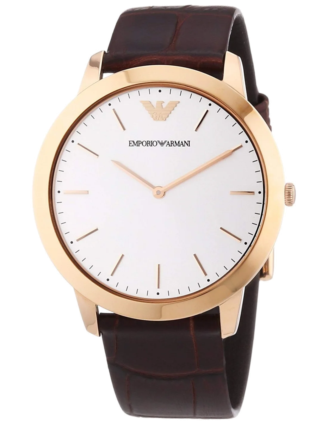 Montre Emporio Armani Retro AR1743 pour Homme, Cadran Blanc, Bracelet Cuir Marron