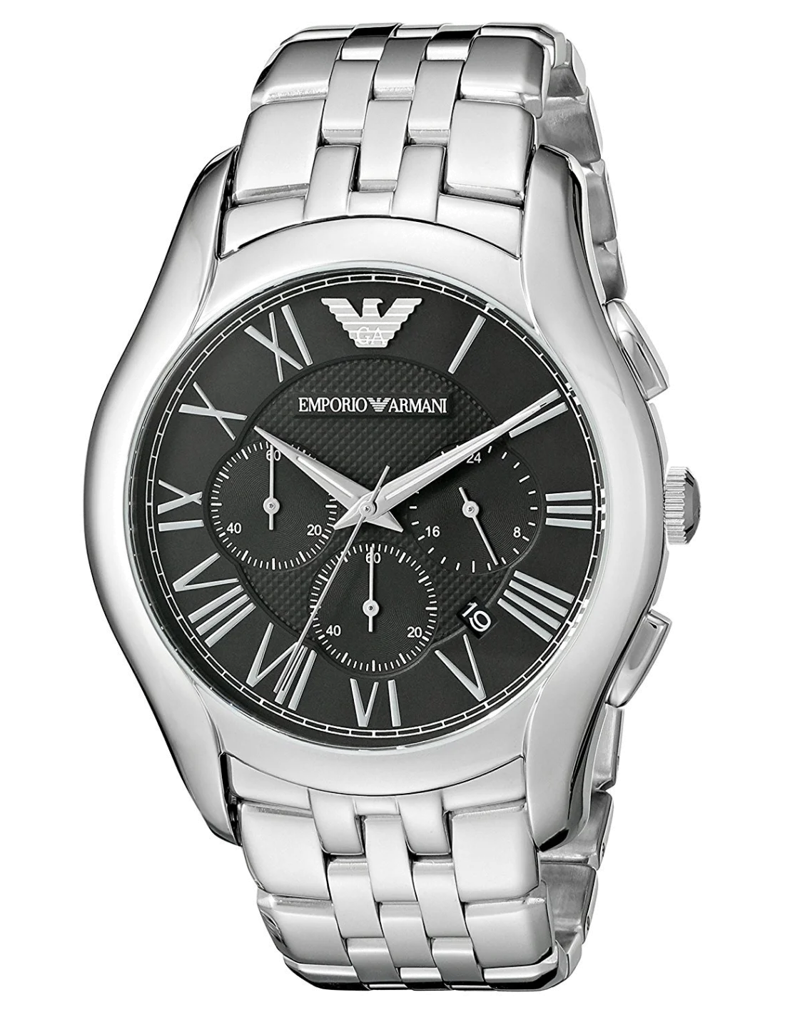 Montre Homme Emporio Armani Classic AR1786 - Cadran Noir, Boîtier et Bracelet Acier Argenté