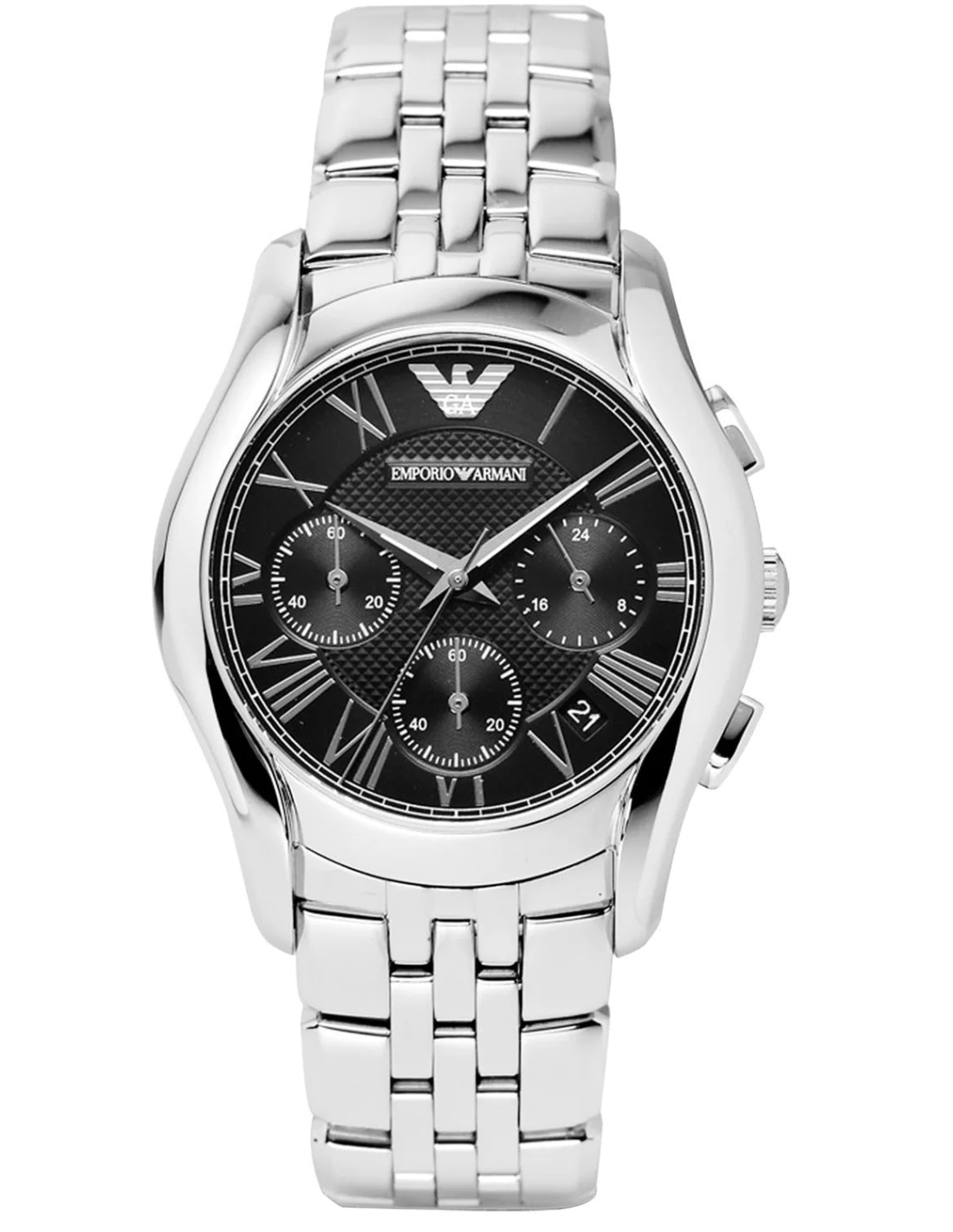 Montre Emporio Armani AR1791 Chronographe Acier Inox Argent Cadran Noir 38 mm pour Femme