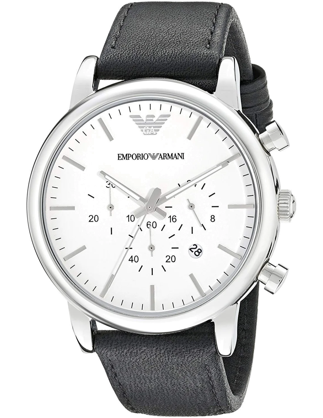 Montre Homme Emporio Armani Classic AR1807 Chronomètre Cadran Blanc Cuir Noir