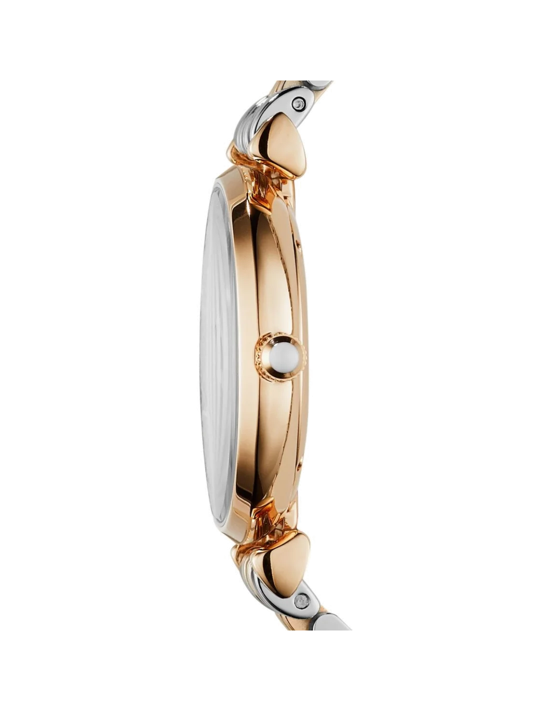 Montre Femme Emporio Armani AR1840 - Cadran Bronze, Bracelet Acier Bi-ton Argent/Or Rose, Index Strass vue 2