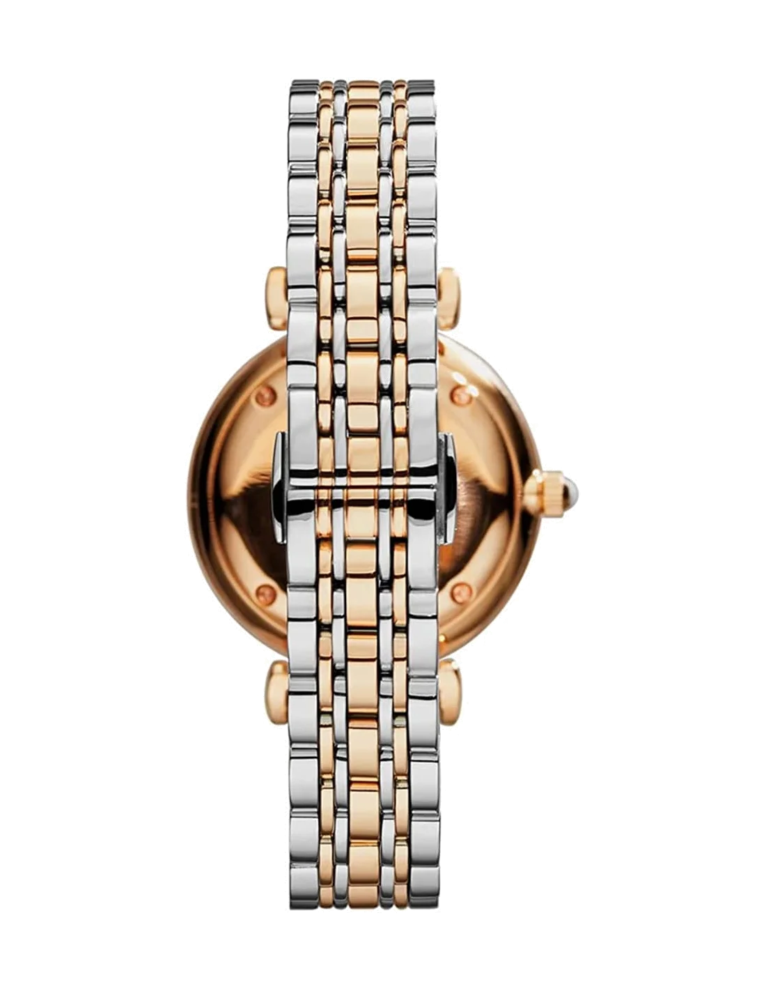 Montre Femme Emporio Armani AR1840 - Cadran Bronze, Bracelet Acier Bi-ton Argent/Or Rose, Index Strass vue 3
