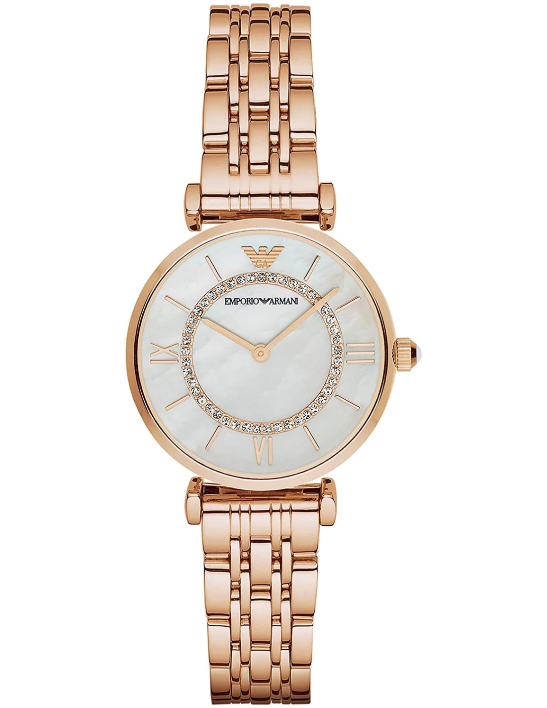Montre Femme Emporio Armani AR1909 - Cadran Nacre, Boîtier Acier Or Rose 32mm