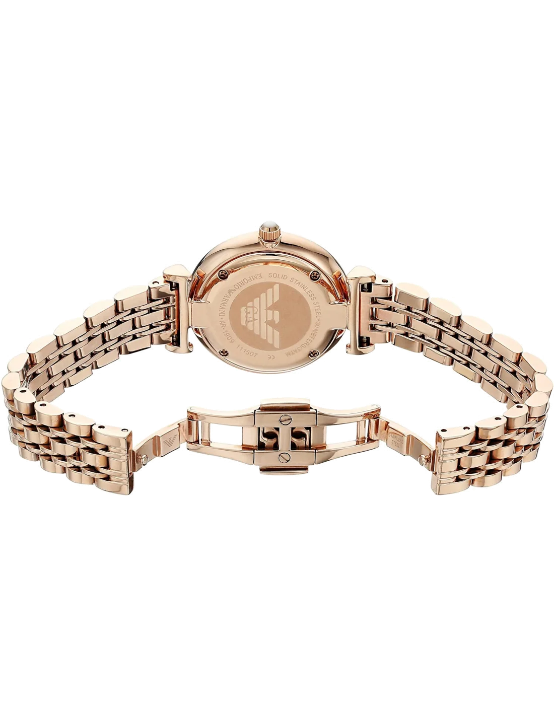 Montre Femme Emporio Armani AR1909 - Cadran Nacre, Boîtier Acier Or Rose 32mm vue 3