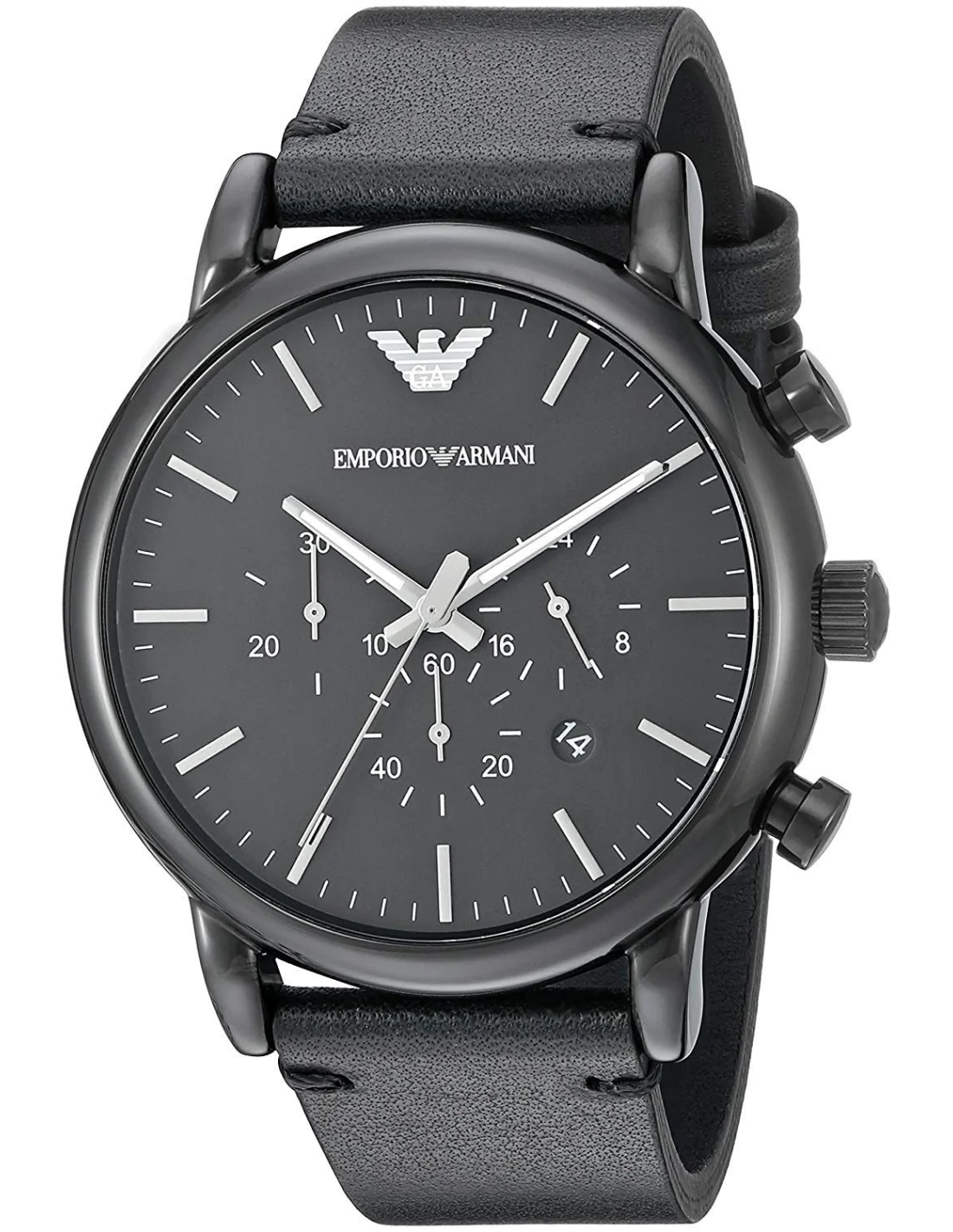 Montre Homme Emporio Armani AR1918 - Boîtier Acier Noir & Bracelet Cuir Noir