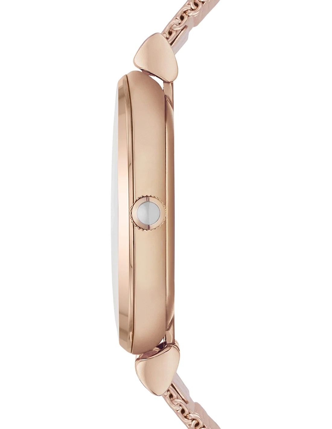 Montre Emporio Armani AR1956 Femme - Cadran Argent, Boîtier et Bracelet Maille Milanaise en Acier Or Rose vue 2