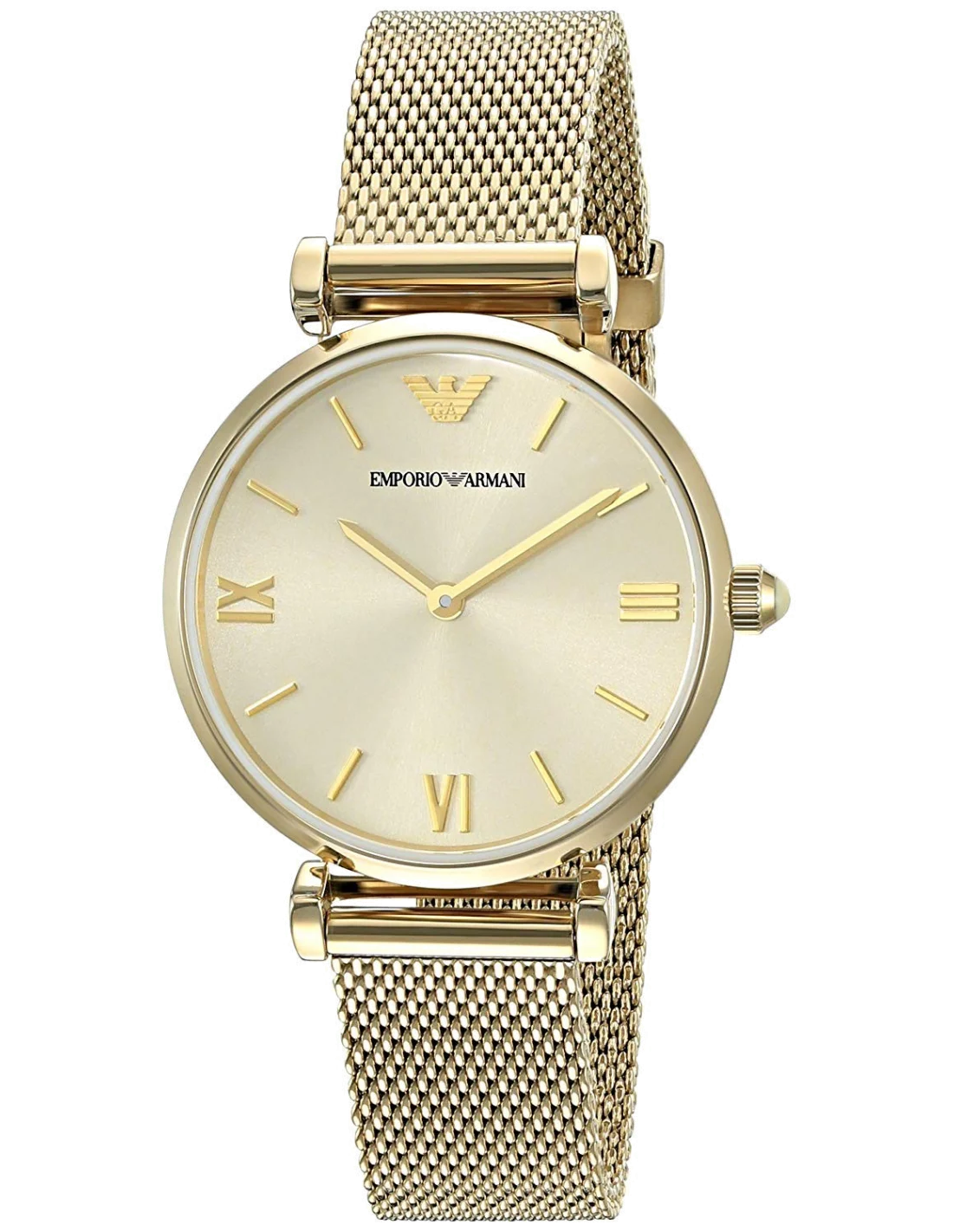 Montre Femme Emporio Armani AR1957 Cadran Argent Bracelet Maille Milanaise Doré