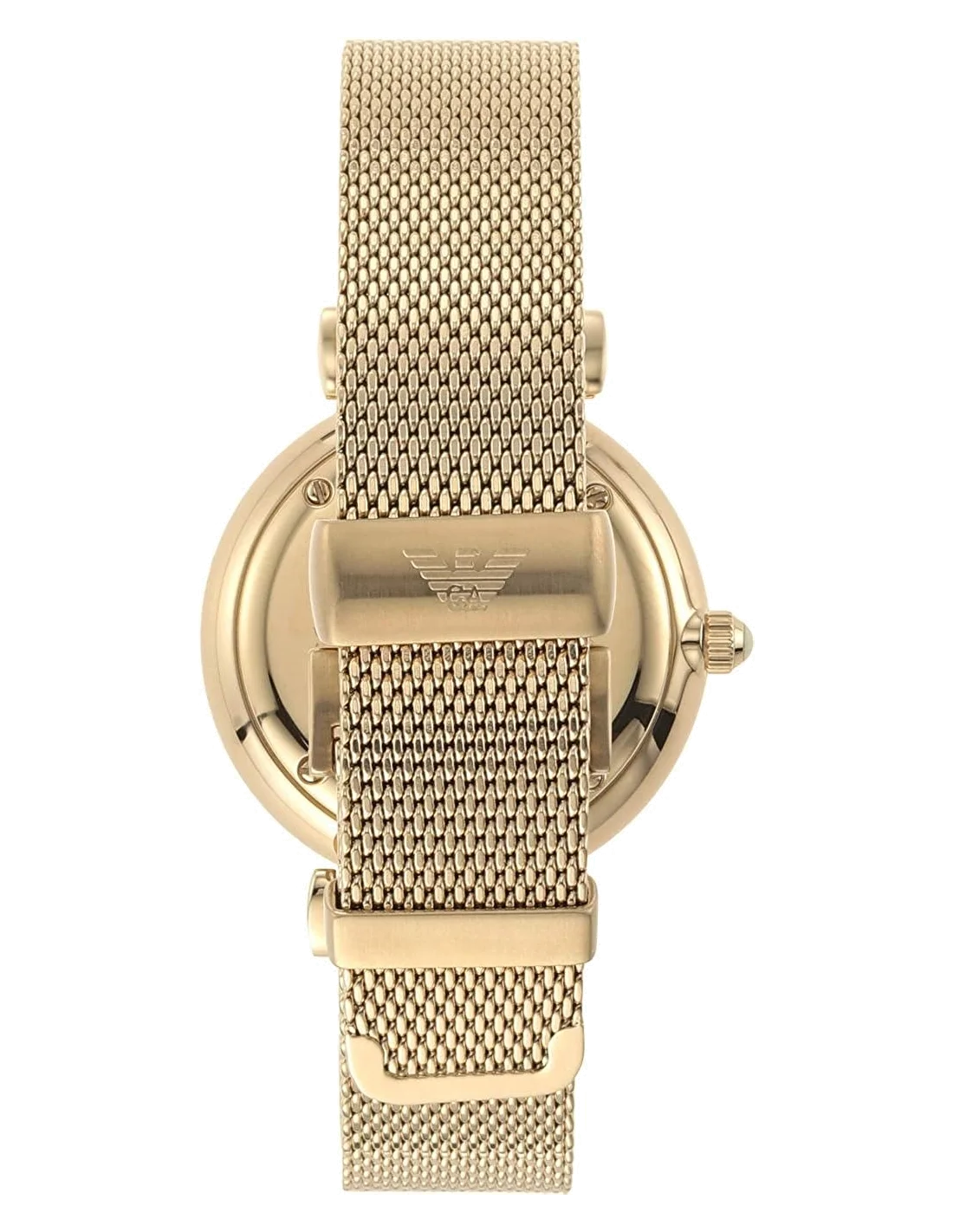 Montre Femme Emporio Armani AR1957 Cadran Argent Bracelet Maille Milanaise Doré vue 3