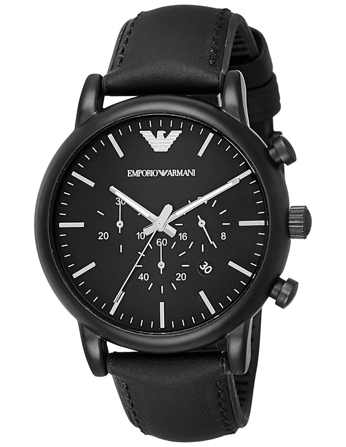 Montre Homme Emporio Armani AR1970 - Cadran et Boîtier Noir, Bracelet Cuir