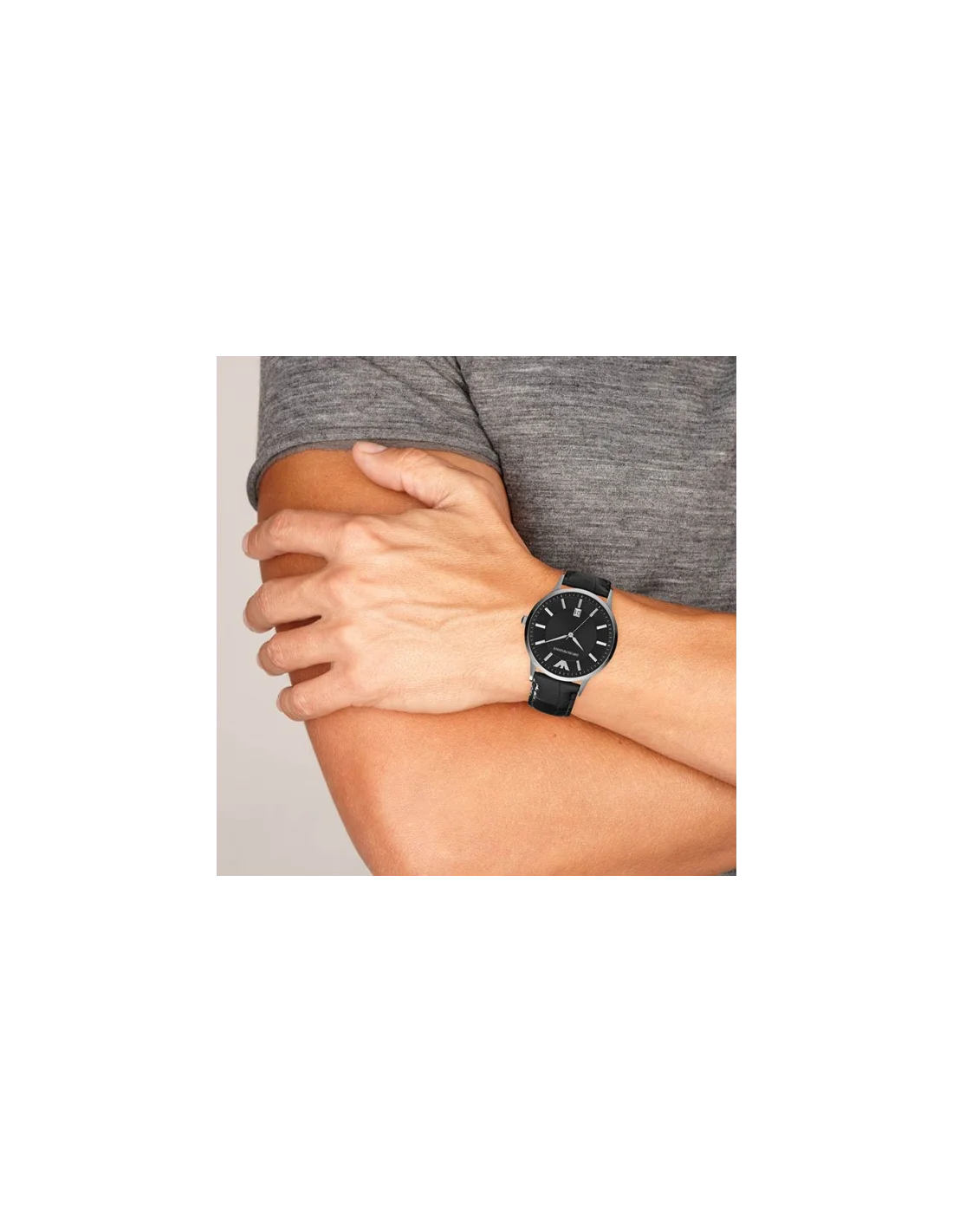 Montre Homme Emporio Armani AR2411 - Cadran Noir, Bracelet Cuir vue 2