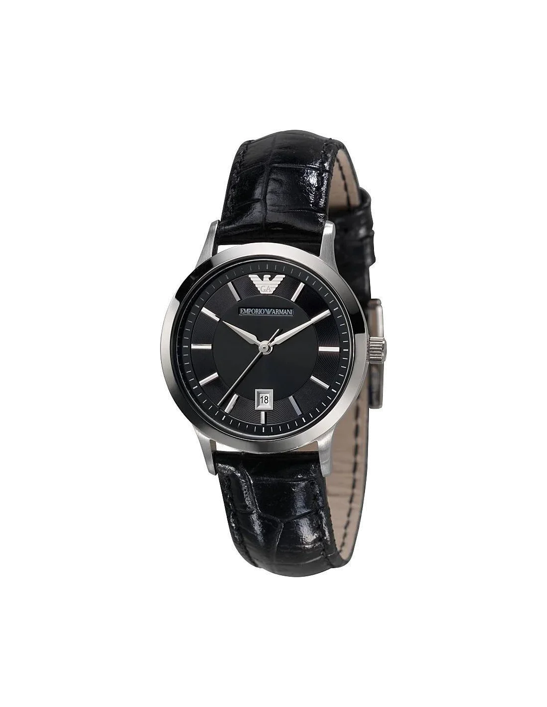Montre Femme Emporio Armani AR2412 - Cadran et bracelet noir cuir verni